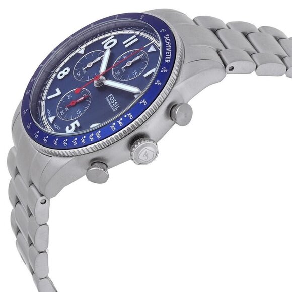 NWT Authentic Fossil Sport Tourer Chronograph Quartz Blue Dial Men's Watch - Picture 2 of 3